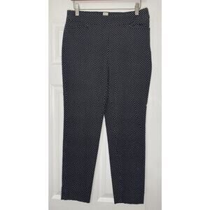 Chico's Black Polka Dot Pants Women's Size 1 US 8 Pull On Stretch Ankle Slim